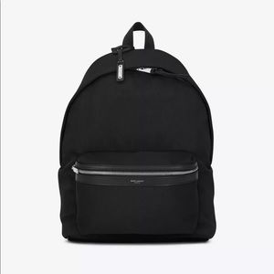 AUTH YSL Saint Laurent City Backpack Black Canvas